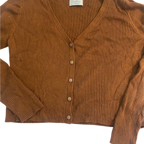 Old Navy Brown Ribbed V Neck Cardigan size Medium - Picture 3 of 4